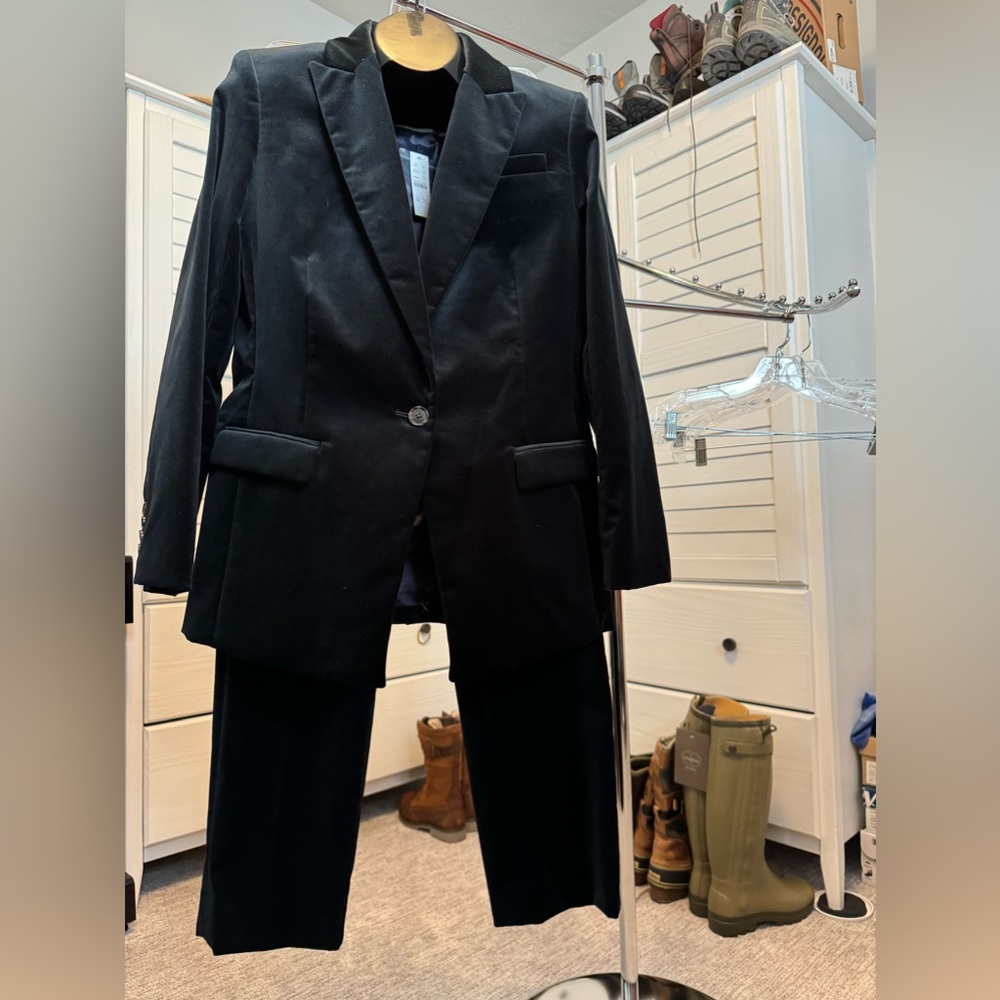 NWT JCrew Black Velvet Jacket and Pants. Never Worn! Stunning on! Size 10